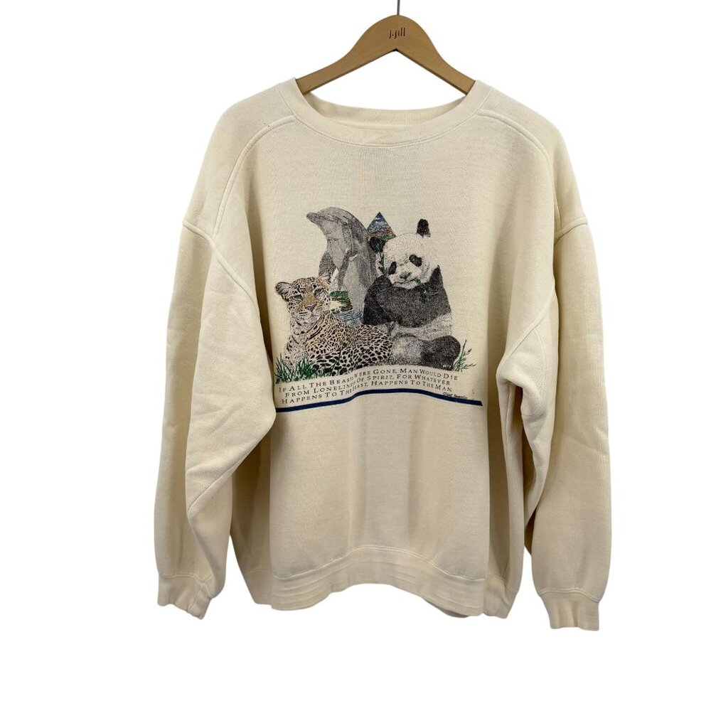 VTG Galt crew neck animal lover panda sweatshirt size large heavyweight Quote Ch